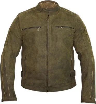 Produktbild von Retro Motorrad Lederjacke Gesteppt Nubuk Leder Vintage Used Look Motorradjacke(M)