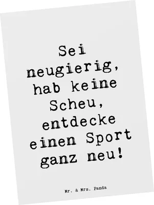 Produktbild von Mr. & Mrs. Panda Postkarte Spruch Neuer Sport - Weiß - Geschenk, Grußkarte, Ansichtskarten, Mut zeigen, Ansichtskarte, mutig sein, Vertrauem, Unterstützung, Mutmacher