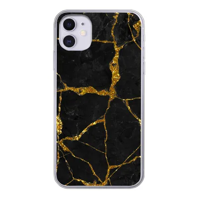 Produktbild von MuchoWow® Handyhülle Schutzhülle Hülle für iPhone 11 Marmor - Gold - Schwarz - Marmoroptik - Glitter Silikon Softcase Handy Hülle - Handytasche