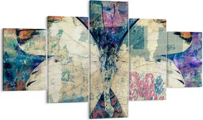 Produktbild von Bild auf Leinwand - Leinwandbild - Schmetterling Abstraktion - 125x70cm - Wand Bild - Wanddeko - Leinwanddruck - Bilder - Kunstdruck - Wanddekoration - Leinwand bilder - Wandkunst - EA125x70-3990