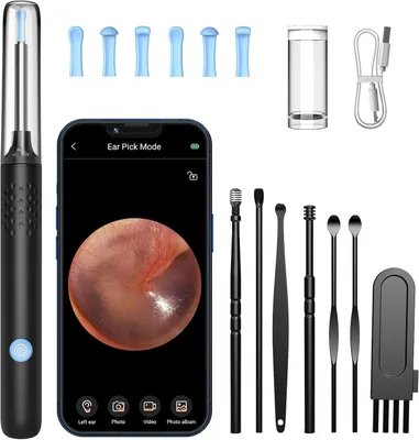 Produktbild von Ohrenschmalzentferner Otoskop, 1080P HD Otoskop, Wifi Ohrenreiniger mit Kamera, Otoskop mit 6 LEDs, IP67 Wasserdichtes , für iPhone, Android, iPad