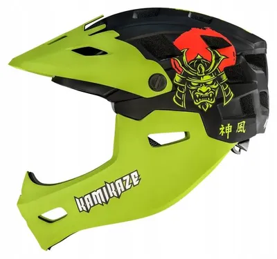 Produktbild von Kamikaze Kinnschutzhelm Ronin Helmet Green S 2in1 mit abnehmbarem Kinnbügel für E-Scooter, MTB & Offroad