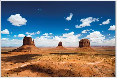 Produktbild von Wallario Wandbild Monument Valley, Größe: 61 x 91,50 cm, Poster mit weißem Aluminiumrahmen