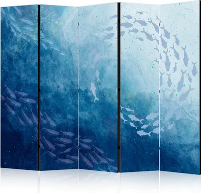 Obrázok produktu pre Paraván jednostranný Animals 225x172 cm 5-dielny modrý