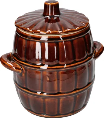 Immagine prodotto di KOTARBAU® Pentola in terracotta con coperchio Pentola per crauti Pentola per cetrioli 3,2 litri