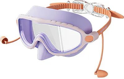 Produktbild von Kinder Schwimmbrille mit Nasen- und Ohrenschutz, 180° Panorama, Anti-Leck, Anti-Beschlag, UV-Schutz, rutschfestes Silikonband, für 4–13 Jahre