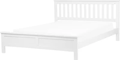 Zdjęcie produktu dla BELIANI Łóżko ze stelażem białe drewniana rama 140 x 200 cm niskie wezgłowie minimalistyczny design