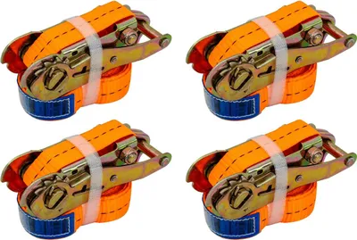Produktbild von UNITRAILER Spanngurte 4m Set 4 Stück mit Ratsche 1t 25mm Zurrgurte für Pkw Anhänger Motorrad Ladungssicherung Set stabil verzinkt mit Haken