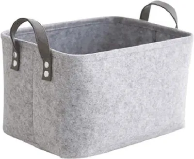 Immagine prodotto di Contenitore rettangolare in plastica per asciugamani, grigio, con manici morbidi, 38 x 28 x 24 cm