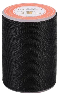 Runder gewachster Nähfaden für Leder, 85 m, 0,65 mm, Polyester, Schwarz