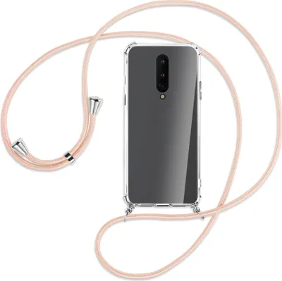 Produktbild von Handykette Backcover-Schutzhülle mit Band (Metall silberfarben) für OnePlus 8 - rose peach