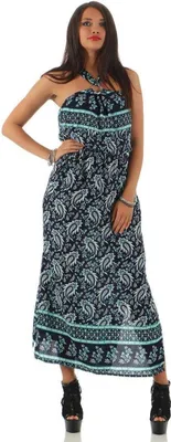 Produktbild von Damen Maxi Neckholder Kleid Sommerkleid; Türkis S/M