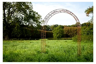 Produktbild von Breiter Rosenbogen aus 12 mm massivem Eisen – Breite: 180 cm, Roheisen/Rost