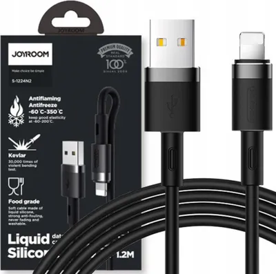 Immagine prodotto di Kabel Joyroom Cavo dati in silicone liquido N2 Usb-A / Lightning 2.4A 1.2M - Czarny