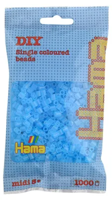 Immagine prodotto di Hama perline iron-on midi trasparente aqua in sacchetto 5,0 mm 1.000 perline iron-on