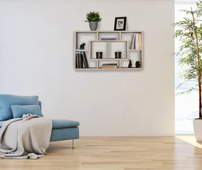 Produktbild von FineBuy Wandregal PAOLA 85 x 47,5 x 16 cm Sonoma MDF-Holz Hängeregal modern Design Wandboard freischwebend Holzregal offen zum Hängen