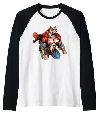 Obrázek produktu pro Superhrdinský buldok, červený plášť, superhrdinský pes, model Raglan