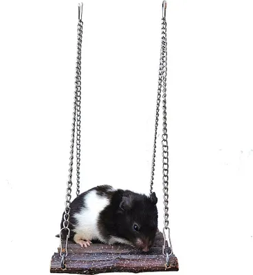 Produktbild von Kleine Holzschaukel Für Hamster, Gleichgewichtsübung, Hängebrett, Käfig, Hängehängematte, Holzbett, Spielplatz Für Hamster