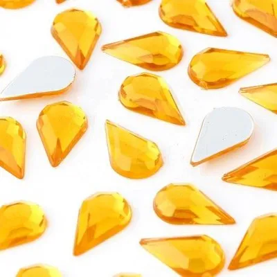 Produktbild von Strassapplikation - goldene Tropfenform, 6 mm, 50 Stk.