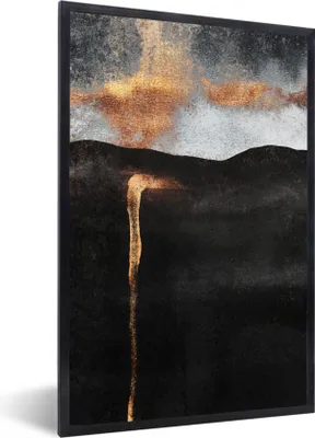 Produktbild von MuchoWow® Gerahmtes Poster Abstrakt - Gold - Chic - Schwarz - Grau 60x90 cm - Poster mit Schwarzem Bilderrahmen Wandposter Rahmen Foto Bilder - Kunst