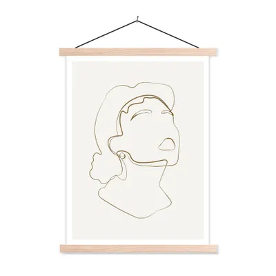 Produktbild von MuchoWow® Textilposter Frauen - Linienkunst - Minimalismus 120x160 cm mit holzfarbenen Rahmen - Plakatkarton