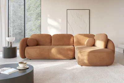 Produktbild von Masseno Ecksofa AMICO II R-S mit Schlaffunktion L-Form, Sofa mit Bettkasten, Wohnzimmersofa, Couch, Soffa, Bettsofa, Couchgarnitur- Orange, EGON 42
