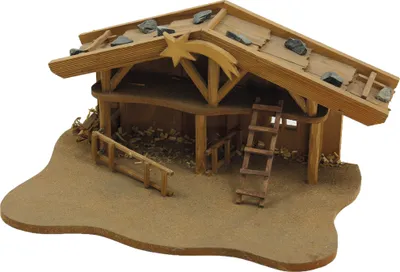 Produktbild von Krippenstall mit Komet, abnehmbar, 33x22x17 cm, Holz Deko