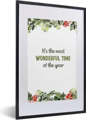 Produktbild von MuchoWow® Gerahmtes Poster Weihnachten - Zitate - Pflanzen 40x60 cm - Poster mit Schwarzem Bilderrahmen Wandposter Rahmen Foto Bilder - Poster in Rahmen