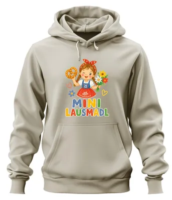 Produktbild von Mini Lausmadl  Dirndl Bayern Mädchen Lederhose Hoodie Kapuzenpullover, Natur, XXL