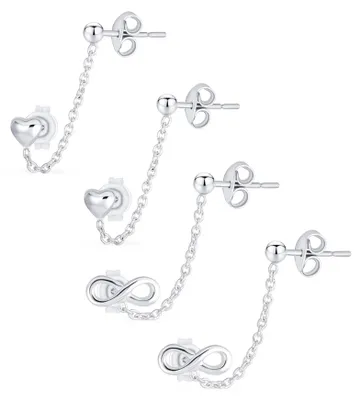 Produktbild von Herren Ohrringe im Herzform-Design mit Kette und Anhängern aus 925er Sterlingsilber