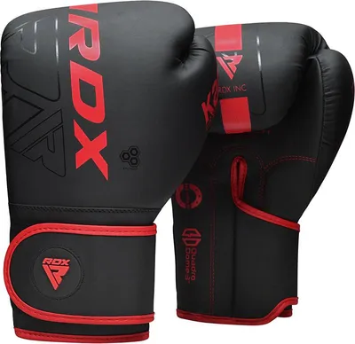 Produktbild von RDX Boxhandschuhe, Muay Thai Kickboxen Sparring, Maya Hide Leder KARA Boxing Gloves Männer Damen, Boxsack Punchinghandschuhe, Kickboxhandschuhe MMA Kampfsport Training Schwarz Adult