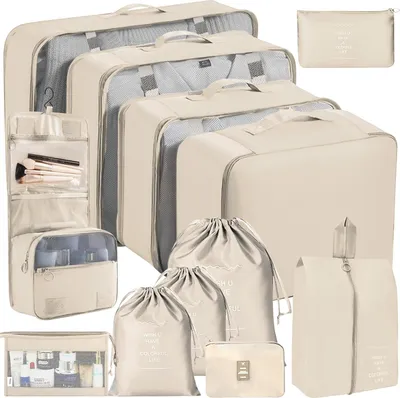 Produktbild von 11 teiliges Koffer Organizer Set Packing Cubes Set Kleidersack Packwürfel für Urlaub Business Reise Organizer mit Kleidertasche für Koffer