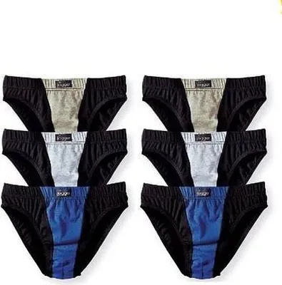 Produktbild von LE JOGGER Slip 6 er-Pack blau-schwarz, grau-schwarz, khaki-meliert-schwarz Größe 176