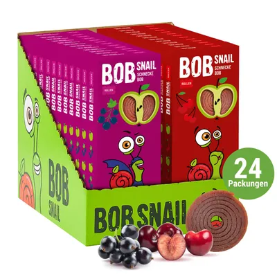 Produktbild von Bob Snail Set 18 - Fruchtrollen je 12 x 30g (Apfel-Kirsche, Apfel-Johannisbeere)