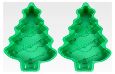 Produktbild von Silikon Kuchenform 2 Stück Lebensmittelecht Backform für Gedämpfte Kuchen Weihnachtsbaum Motiv Spülmaschinenfest Ofenfest für Party und Haushalt Zufällige Farbe