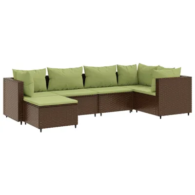 Produktbild von 6-tlg. Garten-Lounge-Set mit Kissen Braun Poly Rattan