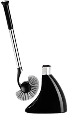 Image de Brosse de toilettes avec manche en acier et tête remplaçable, couleur noire