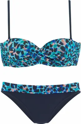 Produktbild von LASCANA Bügel-Bandeau-Bikini türkis-bedruckt Größe 38 Cup C
