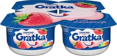 Zdjęcie produktu dla Danone Gratka o smaku truskawkowym Deser 4 x 115 g = 460 g