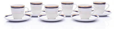 Obrázok produktu pre Šálky a podšálky, český porcelán, Sylvie, kobalt, zlato, 150 ml, 6 ks, Thun 1794