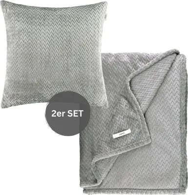 Produktbild von ESPRIT Wohndecke Set COMFY-2 Grau 140 x 190 cm