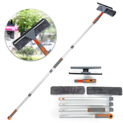 Fensterwischer-Set mit Teleskopstange 158 cm, abgewinkeltem Kopf