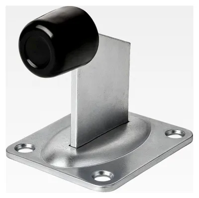 Produktbild von Torstopper mit Gummipuffer 100 x 80 mm für Rolltore, Drehtore und schwere Türen, Bodenanschlag aus verzinktem Stahl