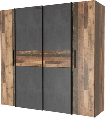 Produktbild von Kleiderschrank Drehtürenschrank Old Wood - grau 200 cm - KALIXTUS - Die Möbelfundgrube