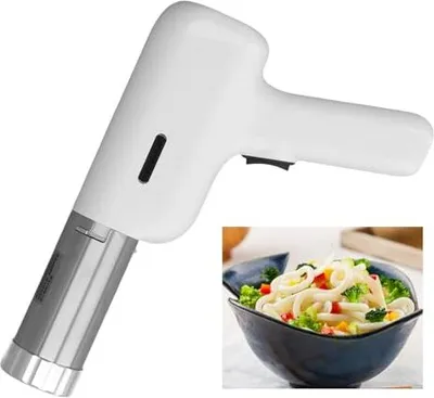 Image de Machine à pâtes électrique, 40 W, machine automatique portable sans fil en acier inoxydable, moules, gobelet doseur (blanc)
