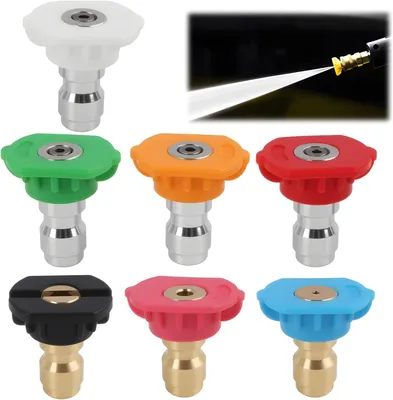 Image de Kit de buses pour nettoyeur haute pression, 7 pièces, raccordement 1/4 de pouce, système de verrouillage rapide, pour automobile