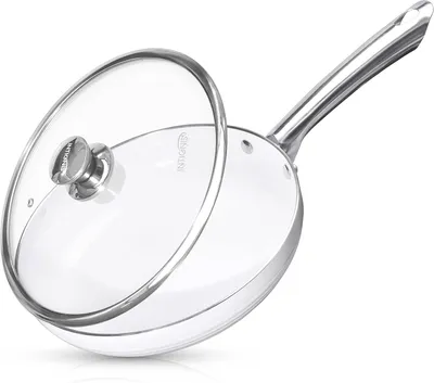 Produktbild von Topf- und Pfannendeckel Bratpfanne mit Deckel, 24 cm, Induktion, keramikverstärkte, chemikalienfreie Antihaftbeschichtung, ofenfester Glasdeckel (24 c