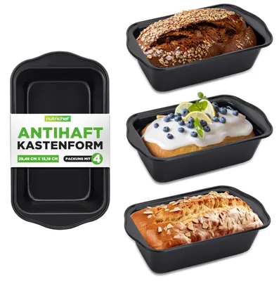 Produktbild von NutriChef 4er-Set Kastenformen – Premium Antihaft-Brotbackformen aus lebensmitte