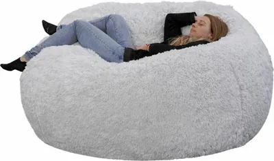 Produktbild von XXL-Sitzsack aus Kunstfell, Bezug maschinenwaschbar 140 cm, Hellgrau