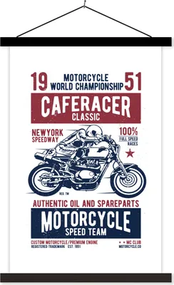 Produktbild von MuchoWow® Textilposter Mancave - Motorrad - Vintage - Rennen 120x180 cm mit schwarzem Rahmen - Fotos